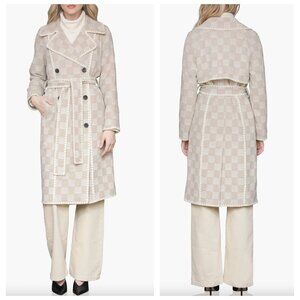 Avec Les Filles Blanket Stitch Coat in Sand Check